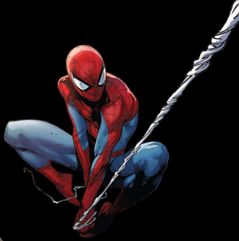 Spiderman Crouching With Web