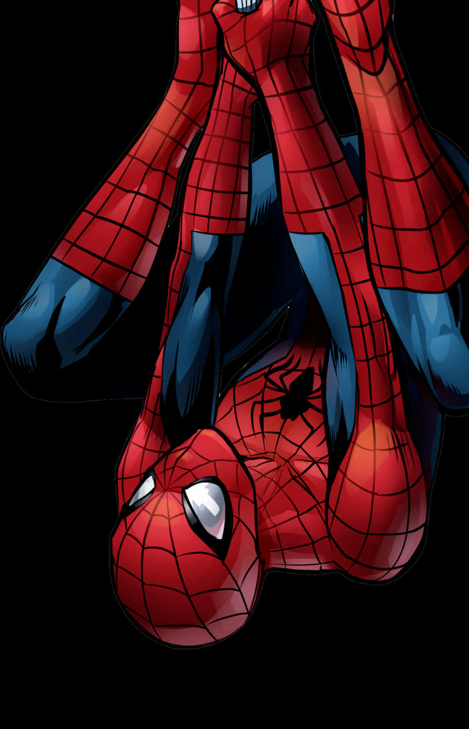 Spiderman Hanging Upside Down