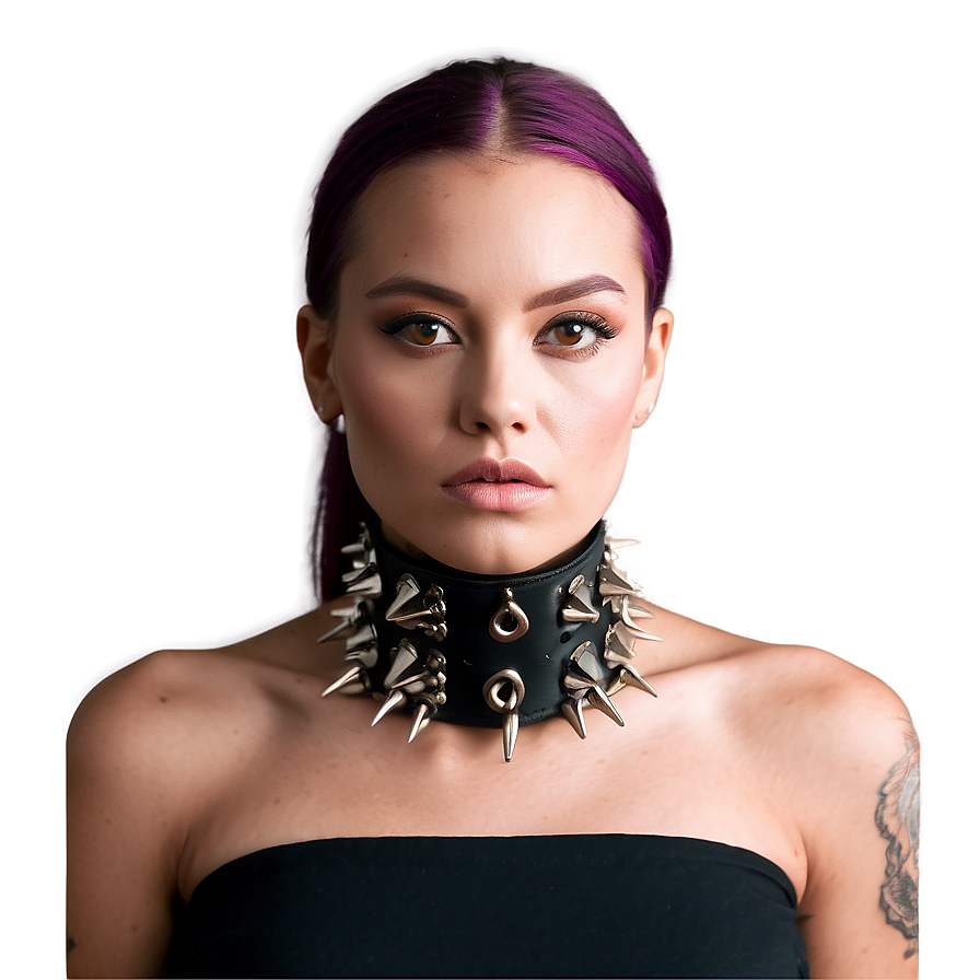 Spiked Choker With Buckle Closure Png 65