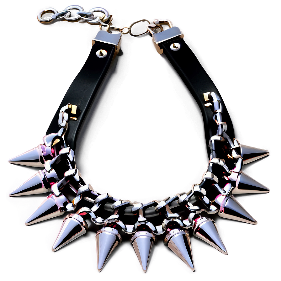 Spiked Choker With Chains Png Mvq42