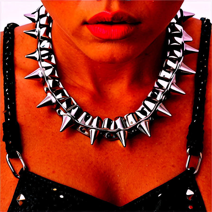 Spiked Choker With Colored Studs Png 06282024