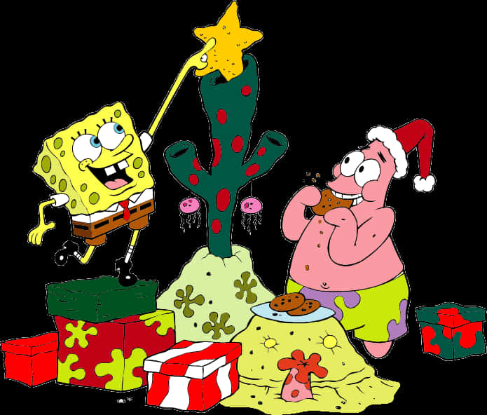 Sponge Bob Patrick Christmas Celebration