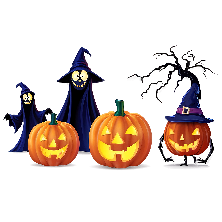 Spooky Halloween Cartoon Spirits Png Qpn