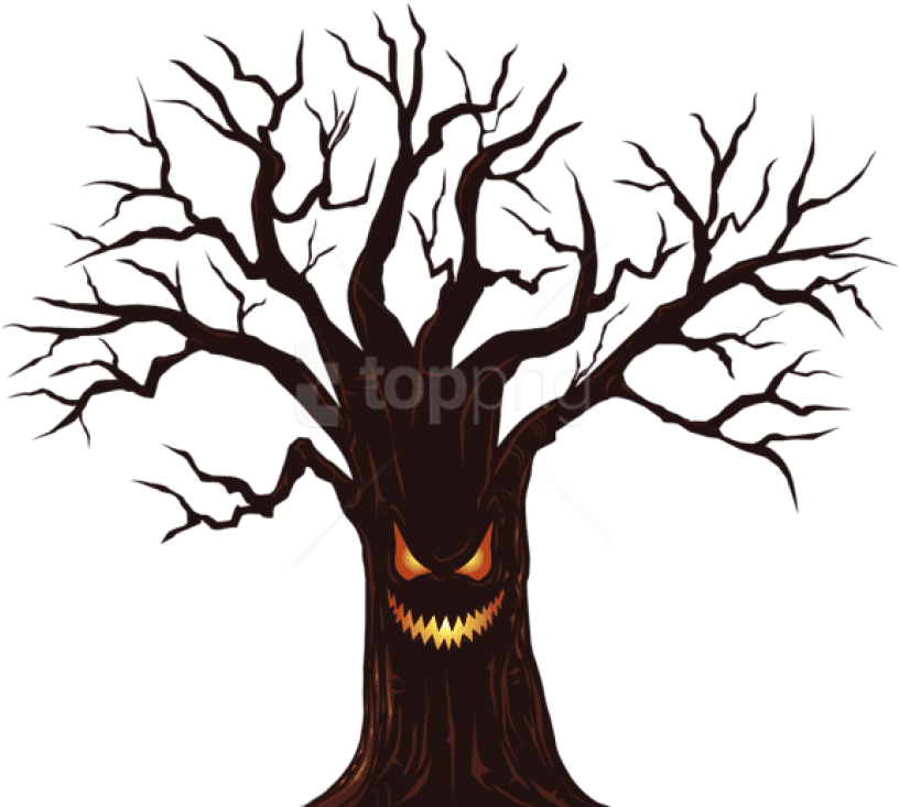 Spooky Treewith Face Illustration