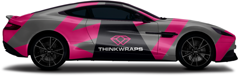 Sportscarwith Pinkand Gray Camouflage Wrap