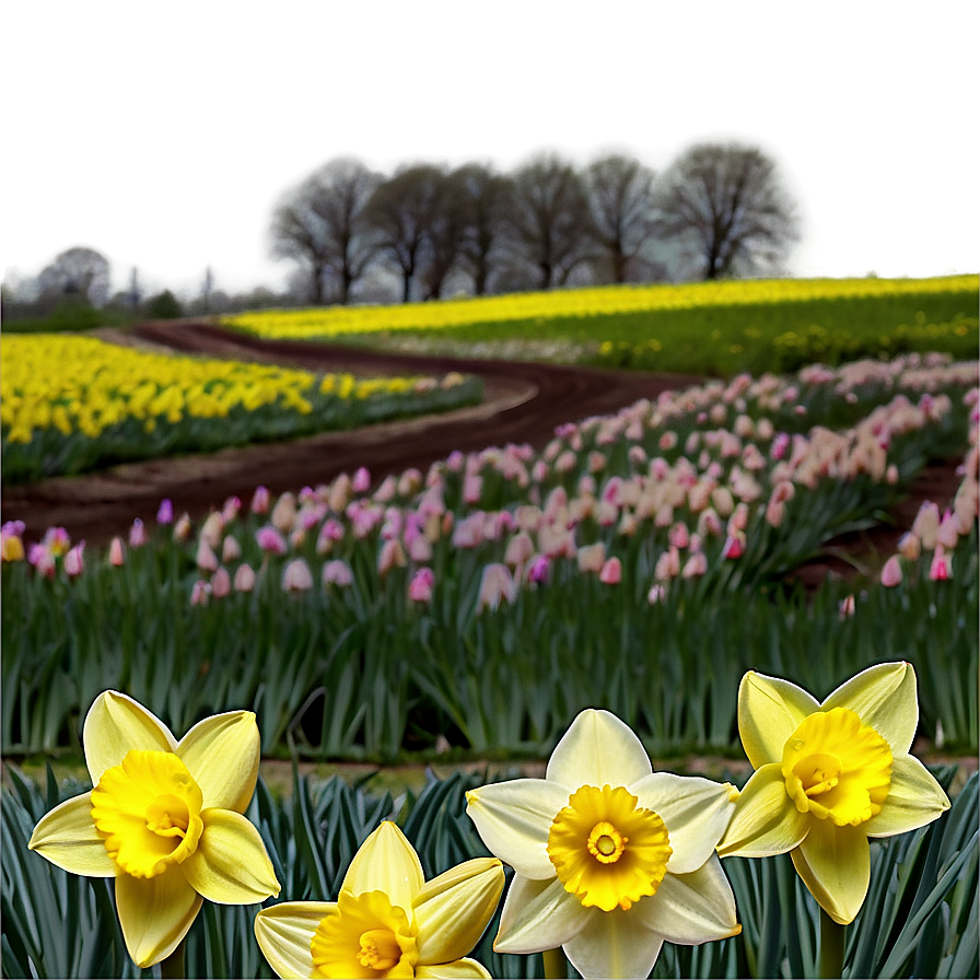 Spring Daffodils Field Png Hvy