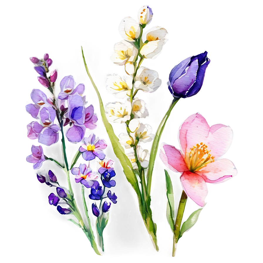 Spring Flowers Watercolor Png Bno