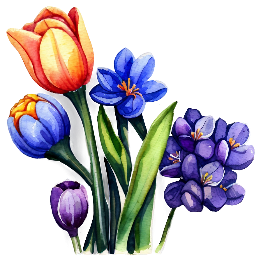 Spring Flowers Watercolor Png Dhx