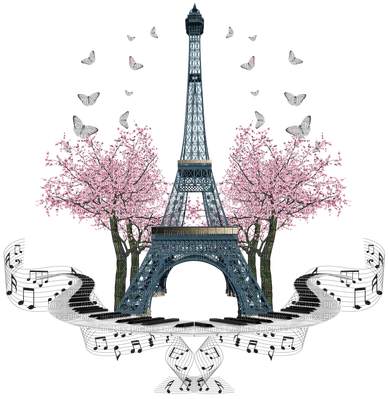 Springtime Eiffel Towerand Cherry Blossoms