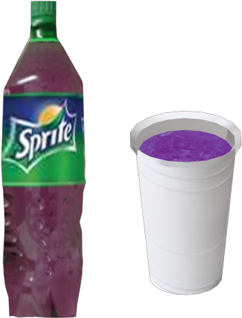 Sprite Bottleand Purple Liquidin Bucket