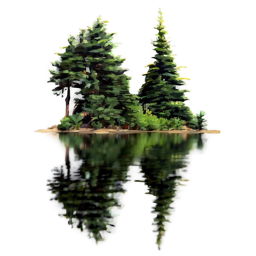 Spruce Tree Reflection In Lake Png Jwi69