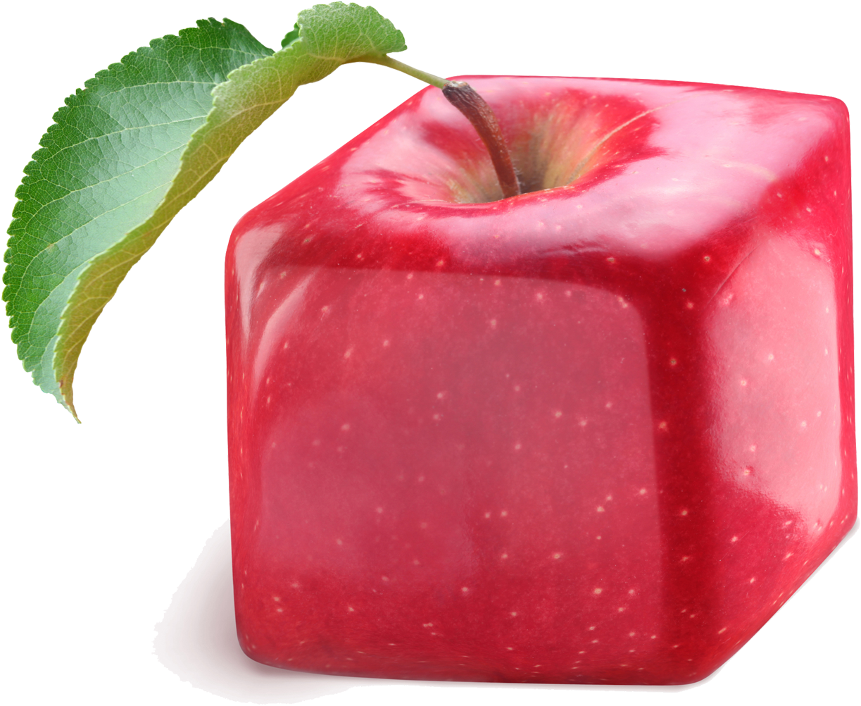 Square Red Applewith Leaf