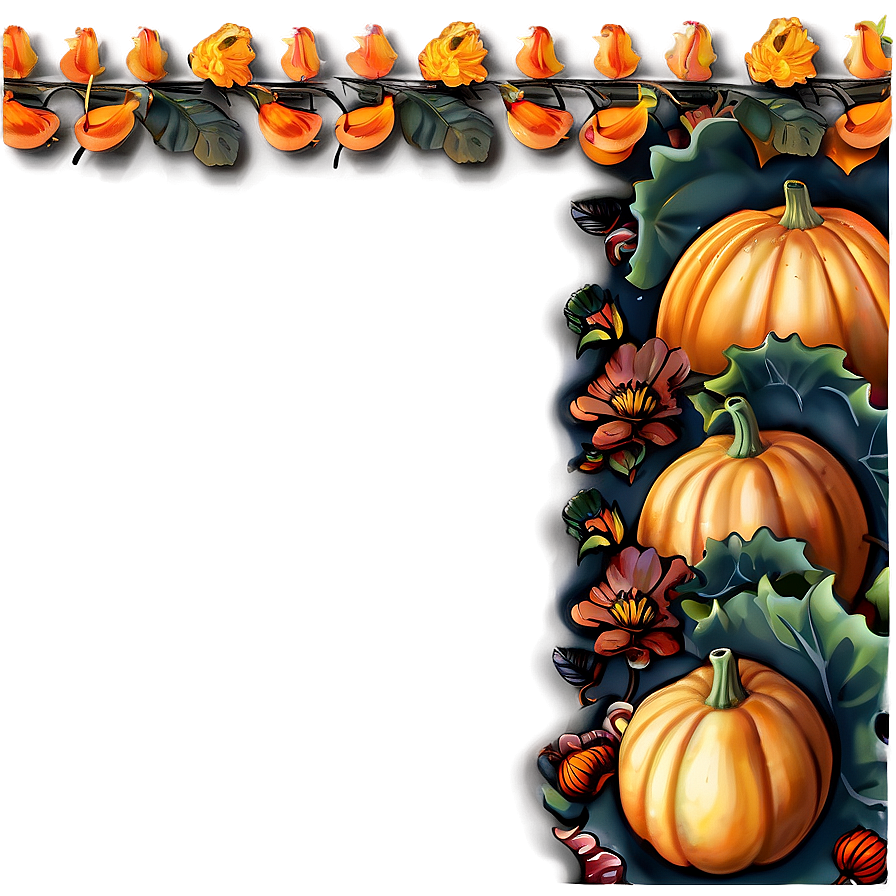 Squash And Gourds Thanksgiving Border Png Ewq