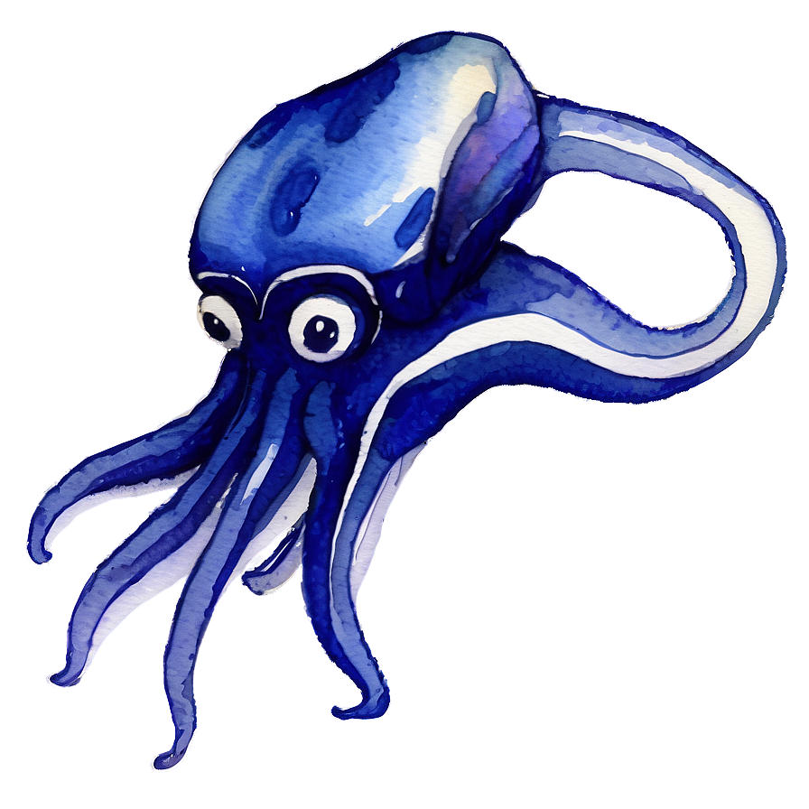 Squid In Watercolor Png 40