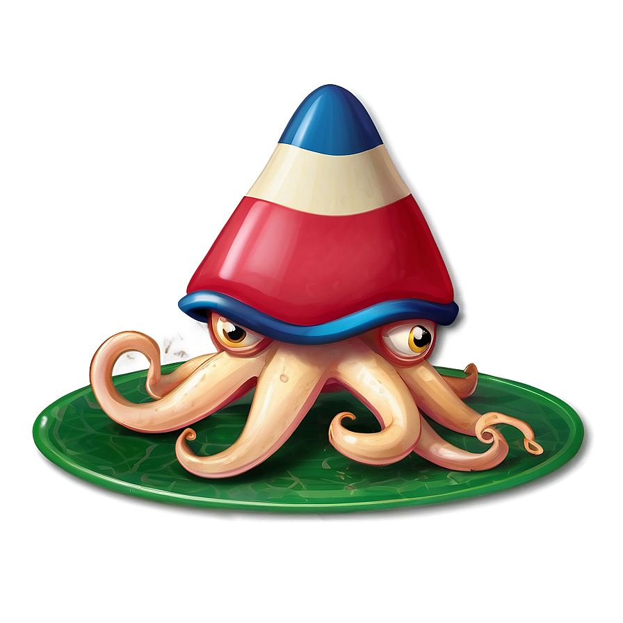 Squid With Hat Cute Png 05242024