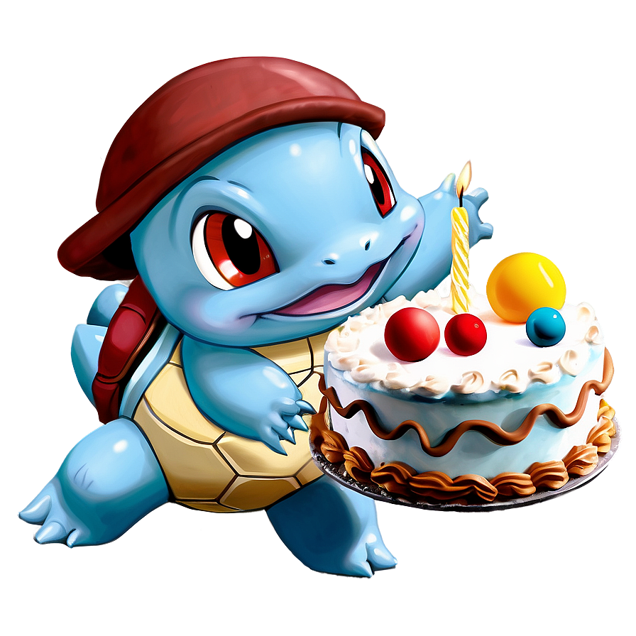 Squirtle With Birthday Cake Png Biy