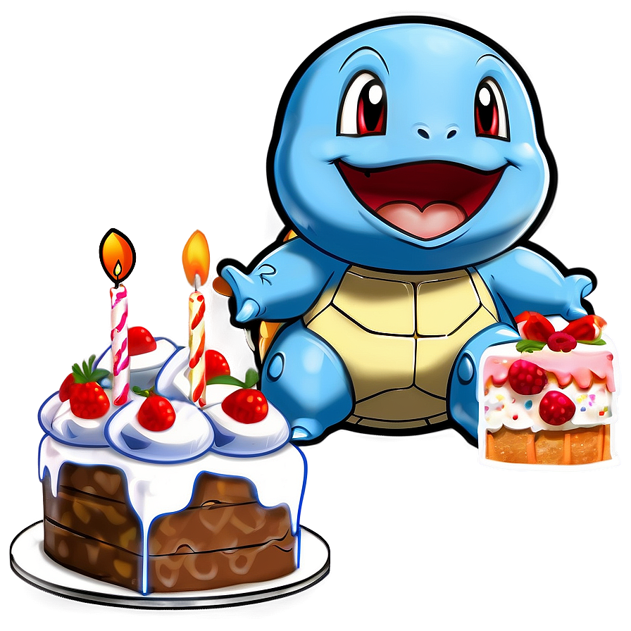 Squirtle With Birthday Cake Png Xop7