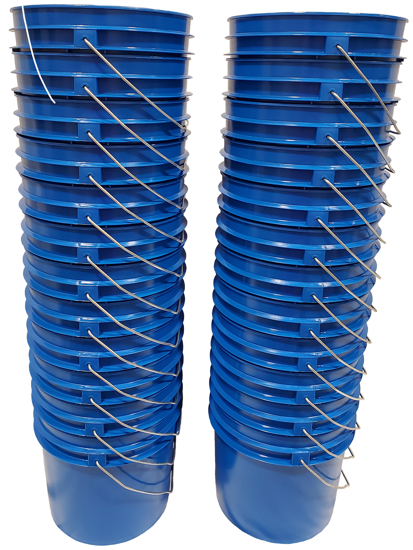 Stacked Blue Plastic Buckets