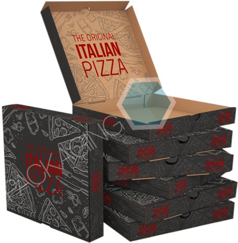 Stacked Italian Pizza Boxes Design