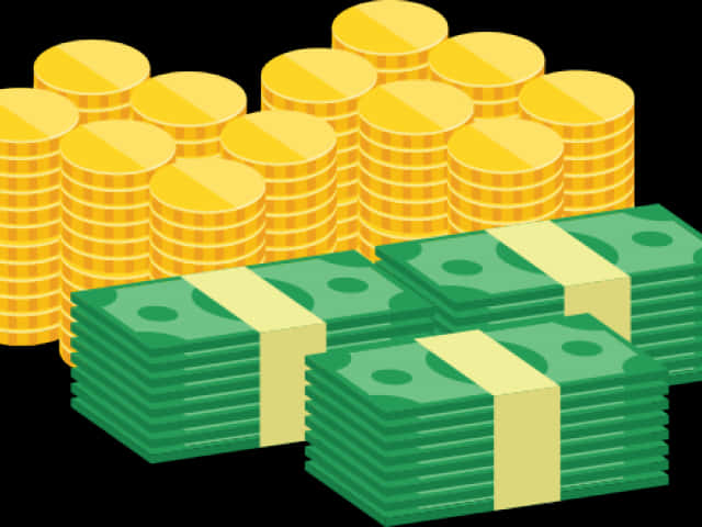 Stacked Moneyand Gold Coins Illustration