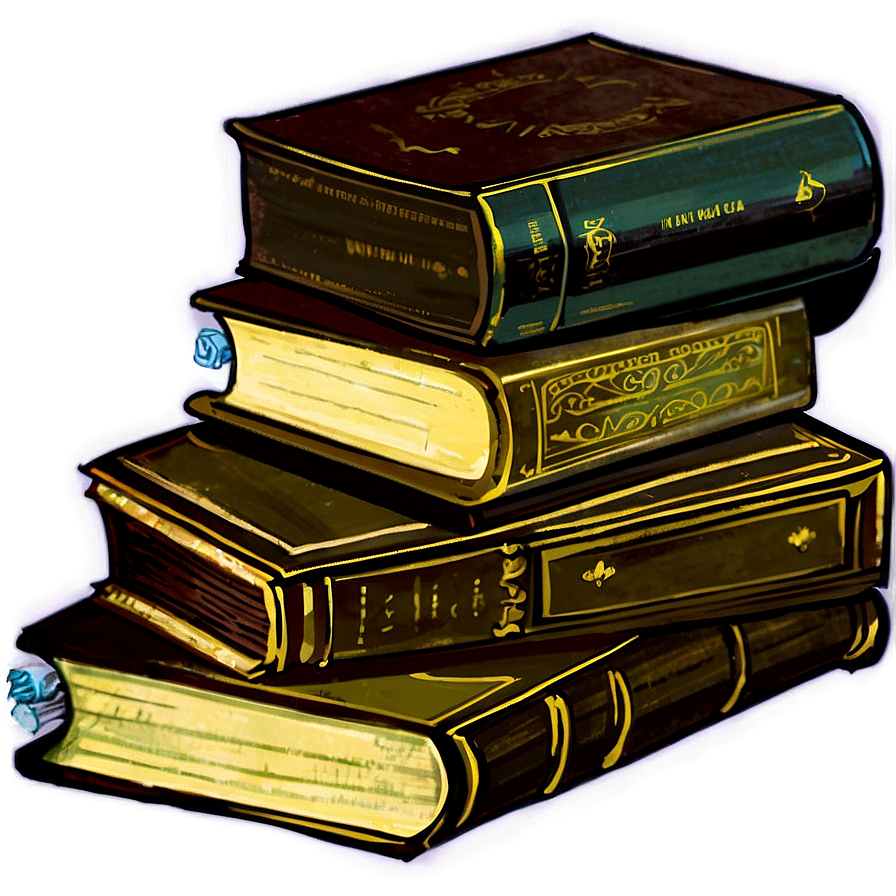 Stacked Old Books Png 06132024