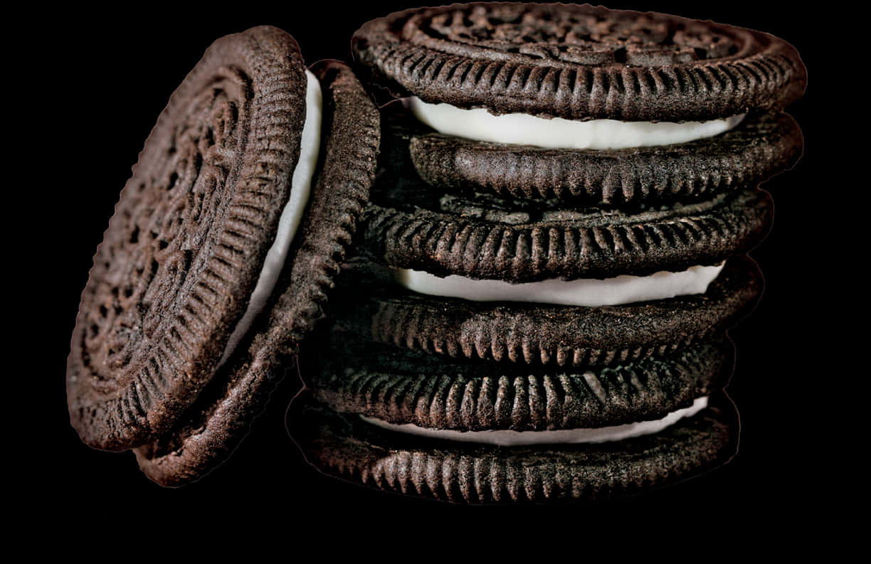 Stacked Oreo Cookies Dark Background