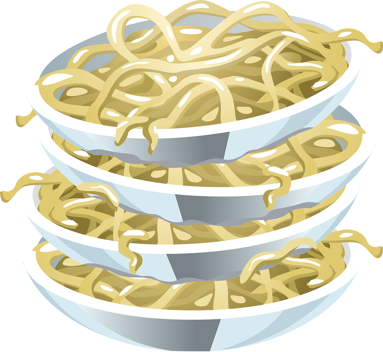 Stacked Spaghetti Bowls Vector