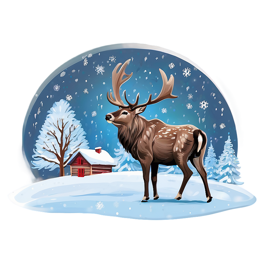 Stag In Winter Wonderland Png 4