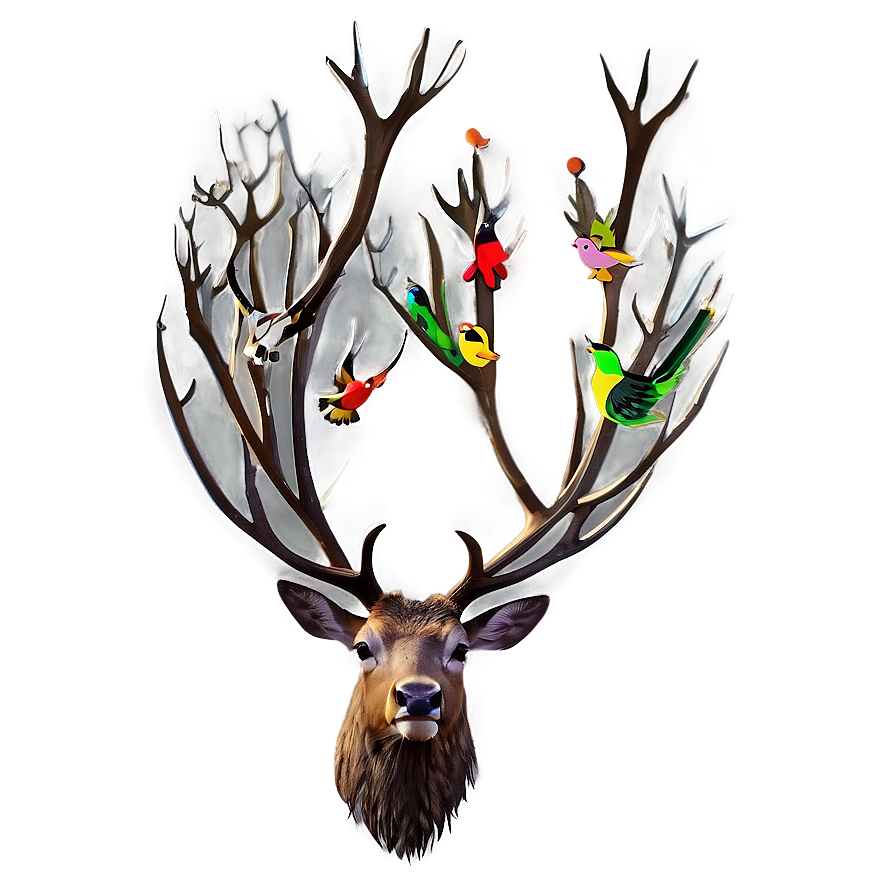 Stag With Birds Png 06292024