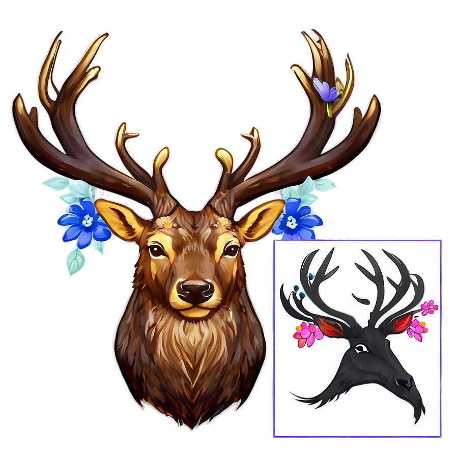 Stag With Flowers Png 51