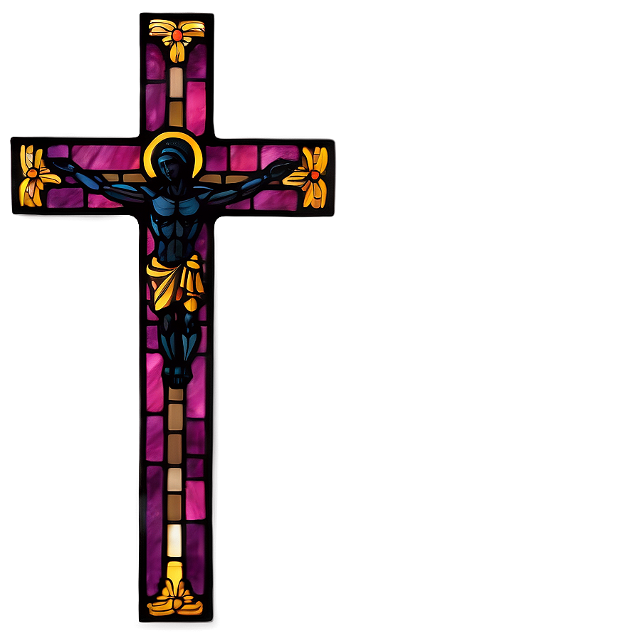 Stained Glass Catholic Cross Visual Png 06122024