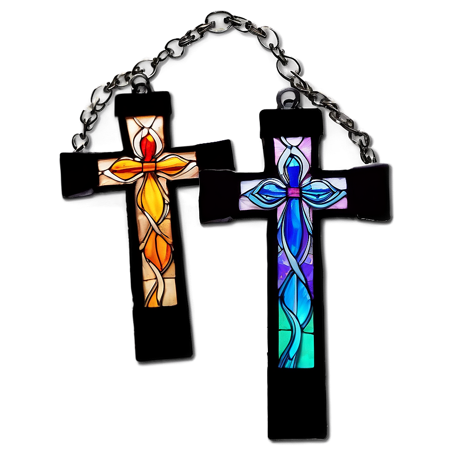 Stained Glass Catholic Cross Visual Png Mfp