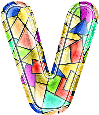 Stained Glass Style Letter V