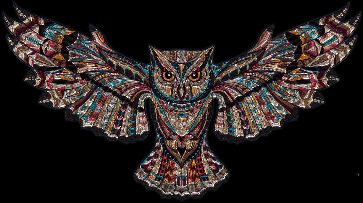 Stained Glass Style Owl Artwork