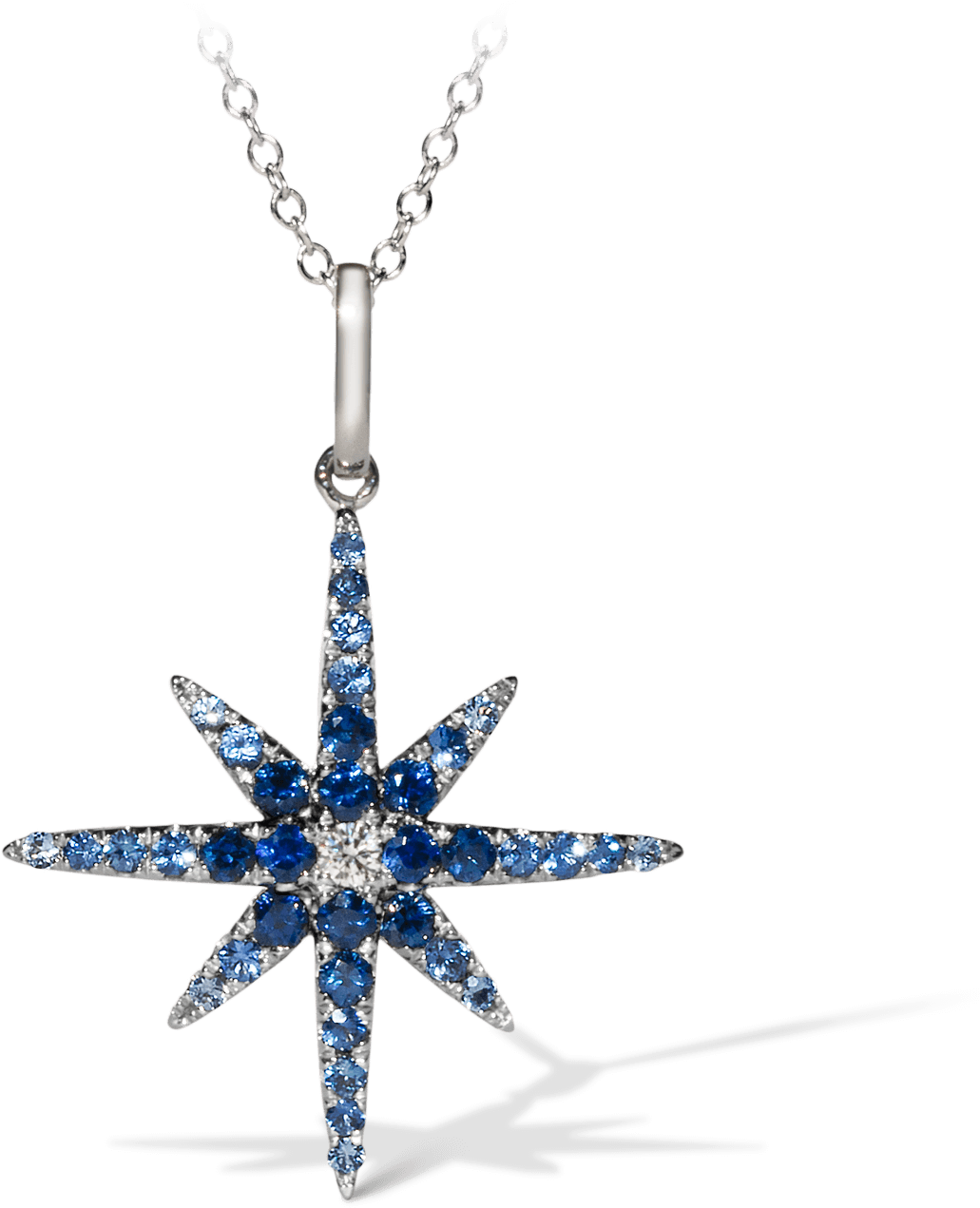 Star Pendant Blue Gemstones Silver Chain