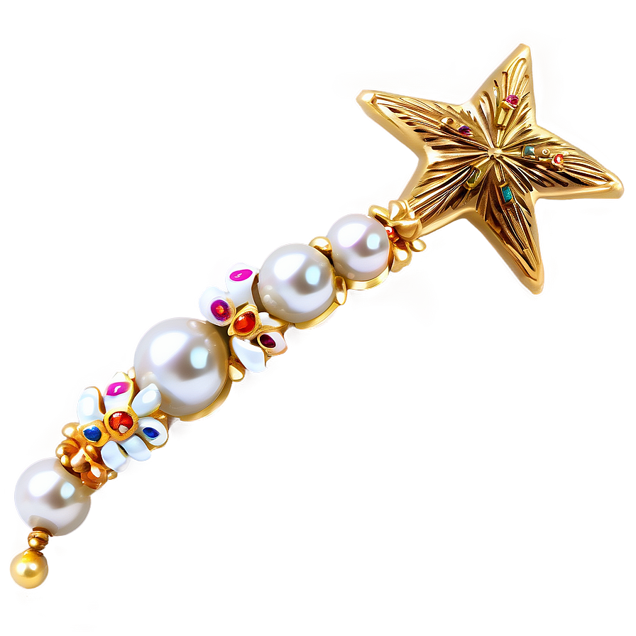 Star Wand With Pearls Png 40