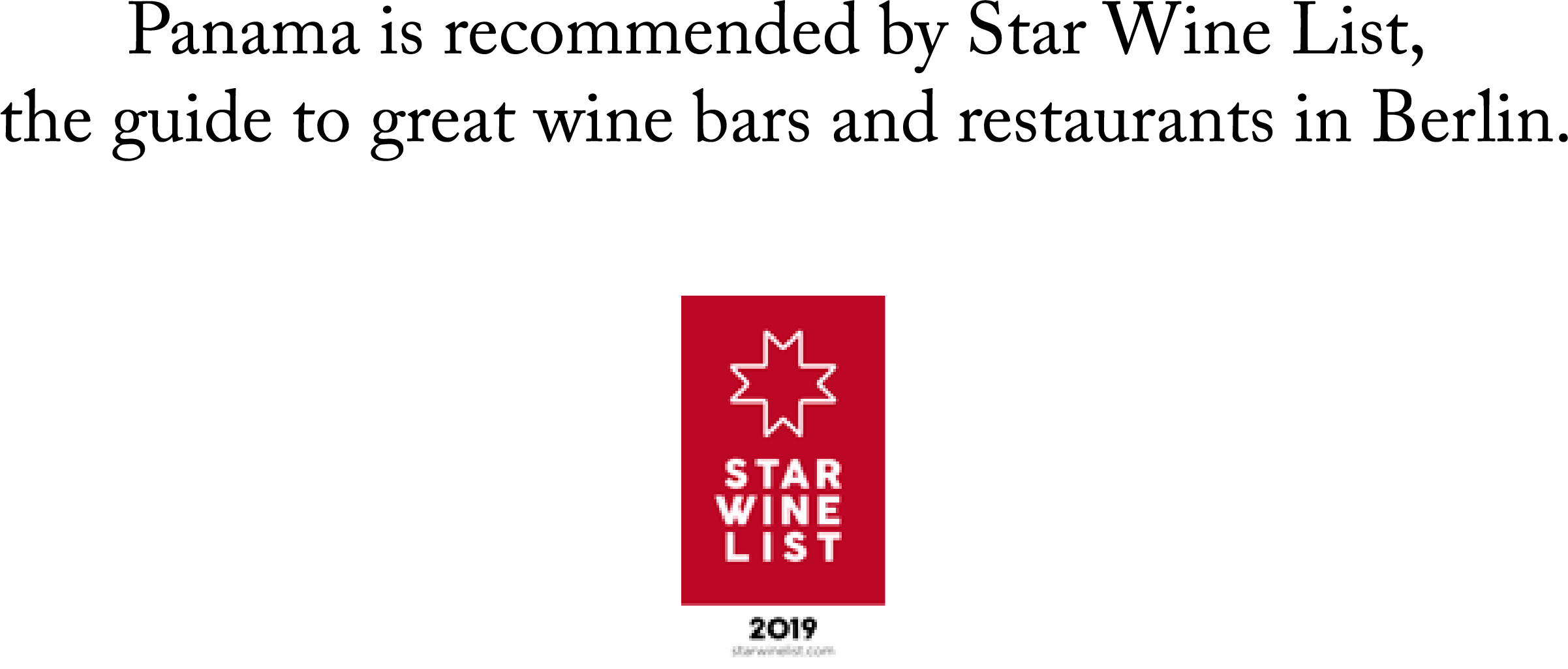 Star Wine List Panama Recommendation2019