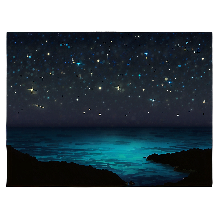 Starry Sky Over Ocean Png Wew