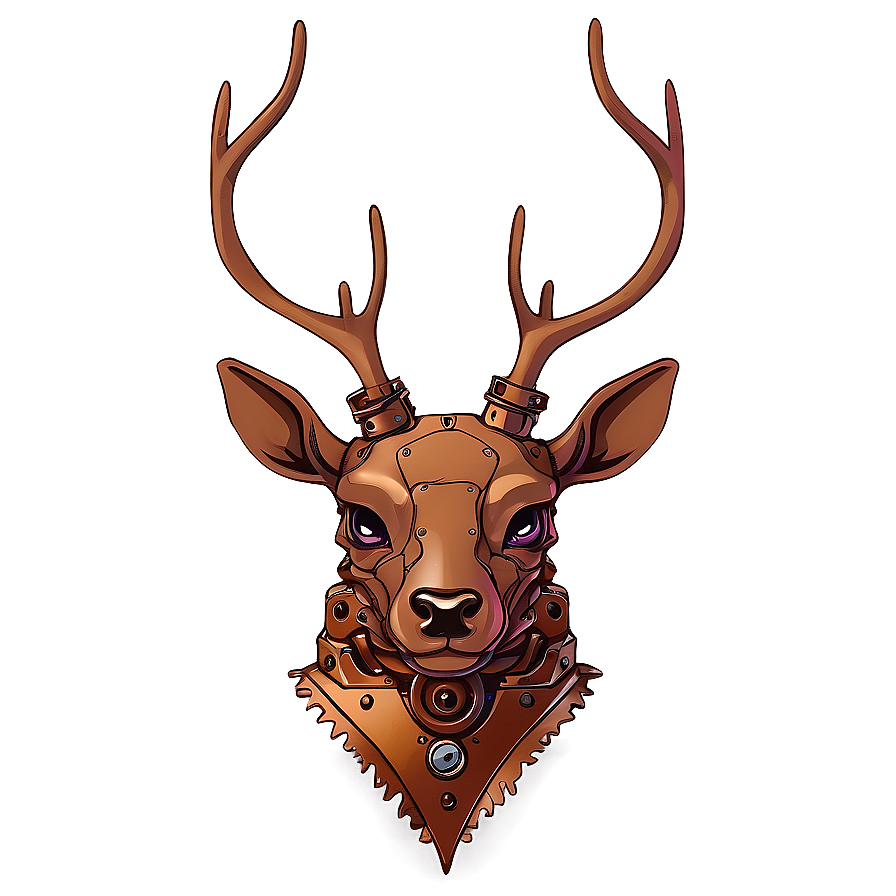 Steampunk Deer Head Design Png 10