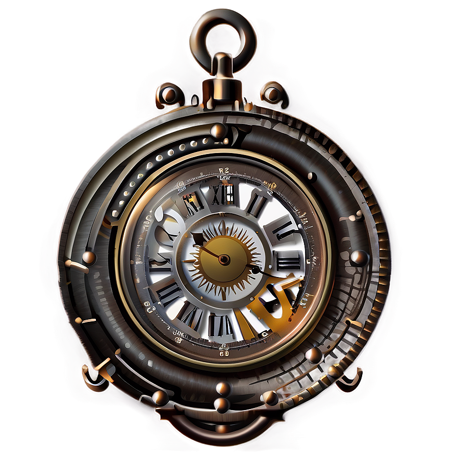 Steampunk Iron Clock Png 05242024