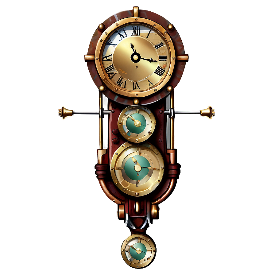 Steampunk Pendulum Clock Png 06252024