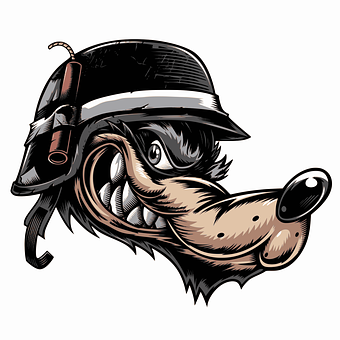 Steampunk Wolf Cartoon Illustration