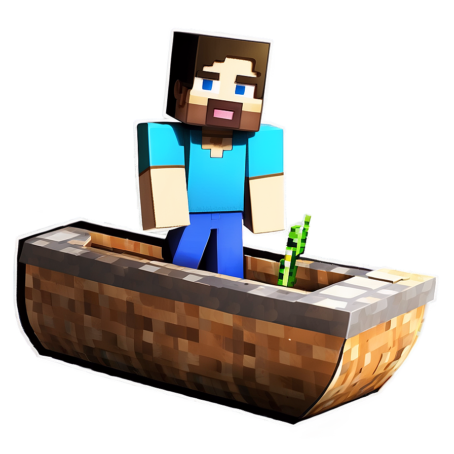 Steve In Boat Minecraft Png 76