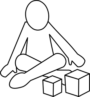 Stick Figure Seated With Cubes