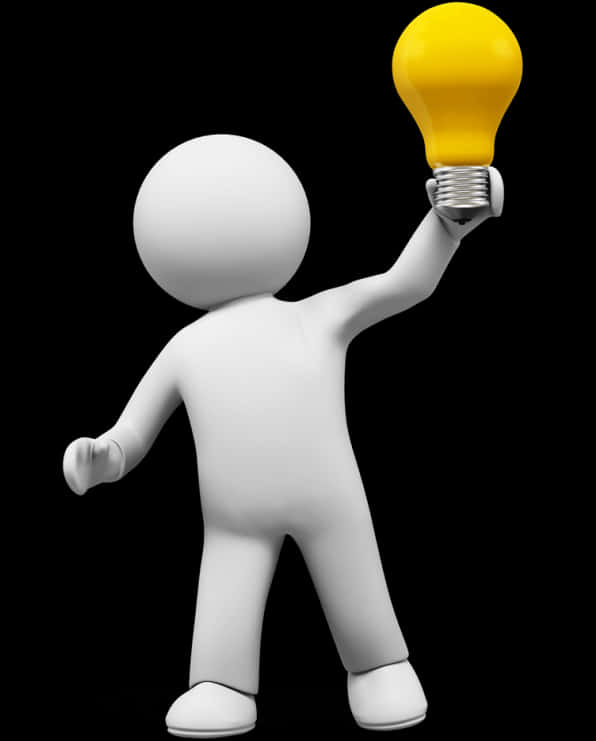 Stickman_ Holding_ Lightbulb_ Idea_ Concept