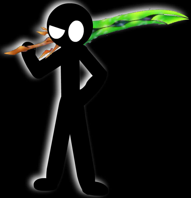 Stickman_with_ Green_ Flame_ Sword