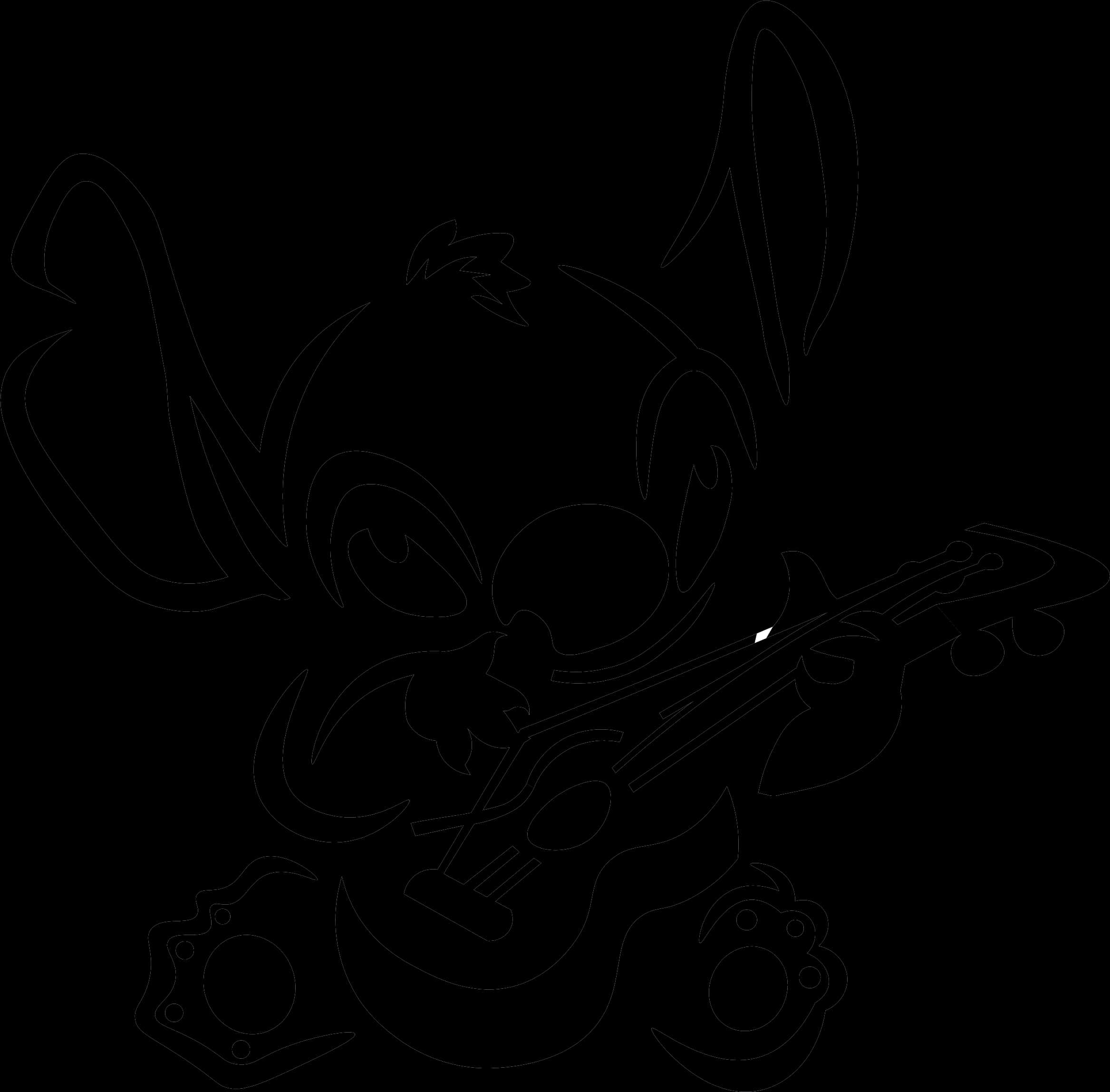 Stitch Playing Guitar Outline