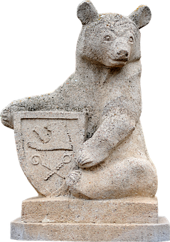 Stone Bear Sculpturewith Crest