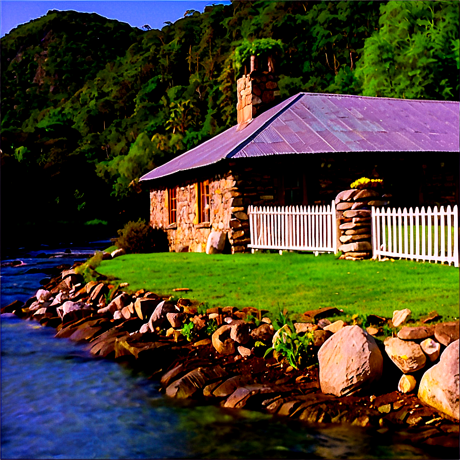 Stone Cottage By The River Png Ixq