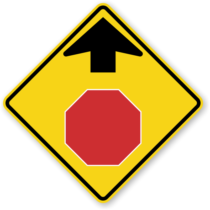 Stop Sign Ahead Warning Symbol